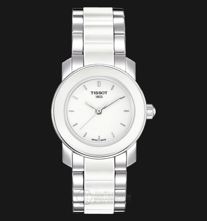 Tissot T-Trend T064.210.22.011.00 Ladies White Dial Stainless Steel with Ceramic Strap