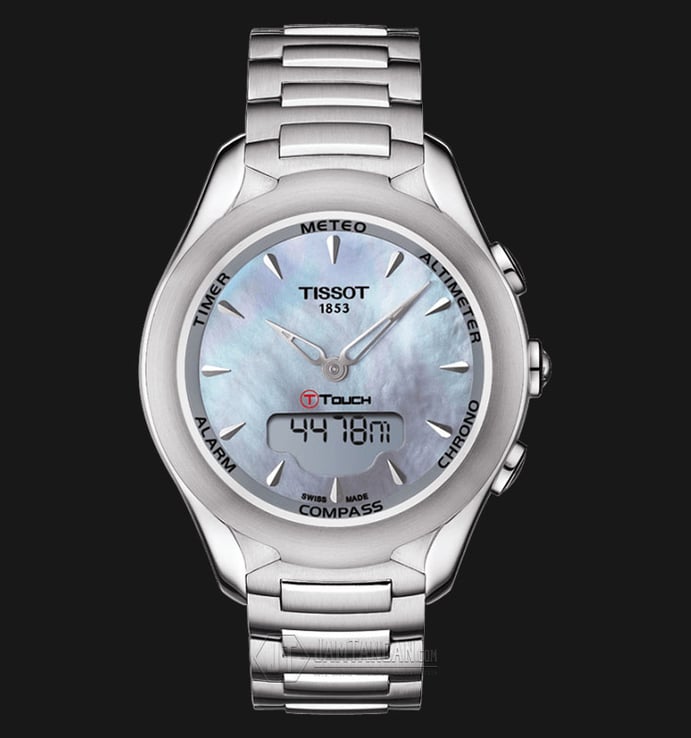 Tissot T-Touch T075.220.11.101.00 Tough Solar MOP Digital Analog Dial Stainless Steel Strap