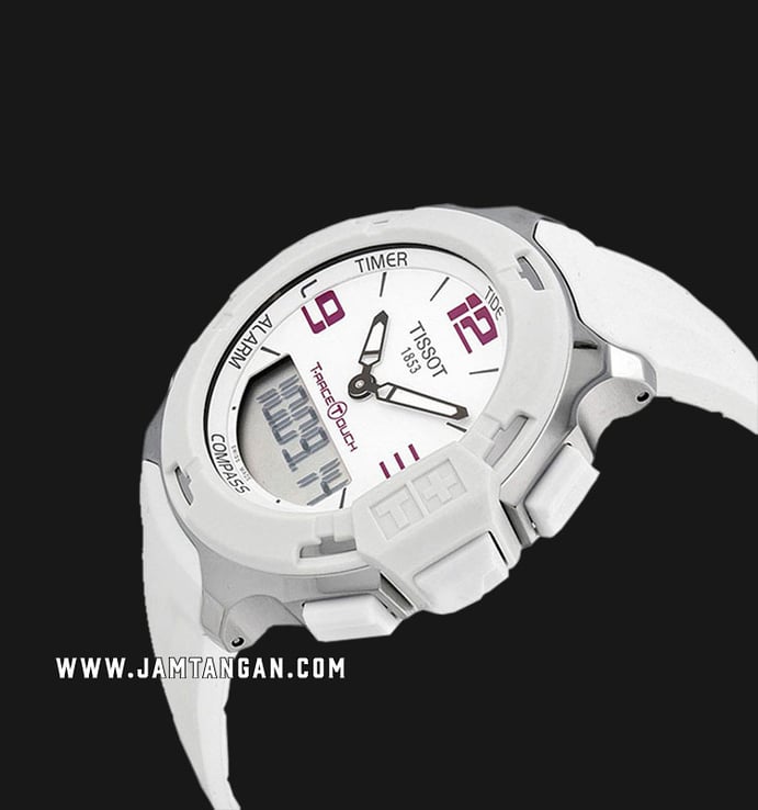 TISSOT T-Race T081.420.17.017.00 Touch Digital Analog Dial White Rubber Strap