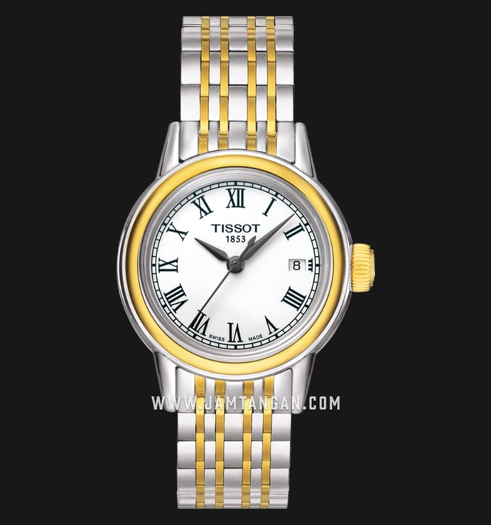 TISSOT T-Classic T085.210.22.013.00 Carson Lady White Dial Dual Tone Stainless Steel Strap