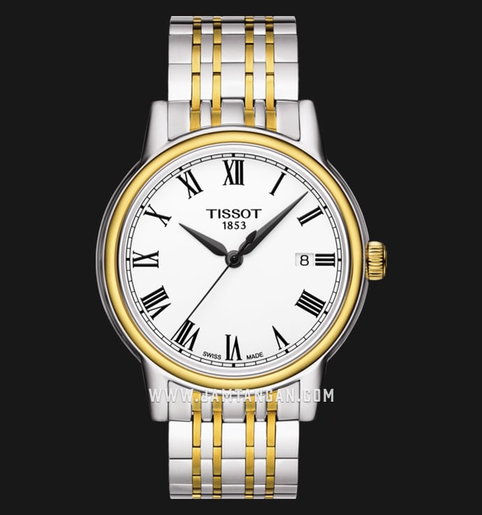 TISSOT T-Classic T085.410.22.013.00 Carson White Dial Dual Tone Stainless Steel Strap