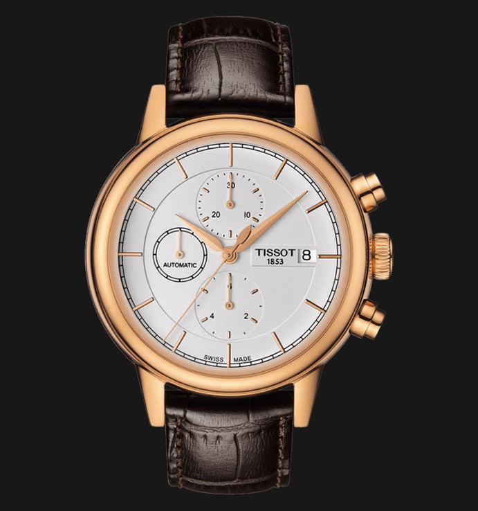 TISSOT Carson T085.427.36.011.00 Automatic Chronograph White Dial Brown Leather Strap