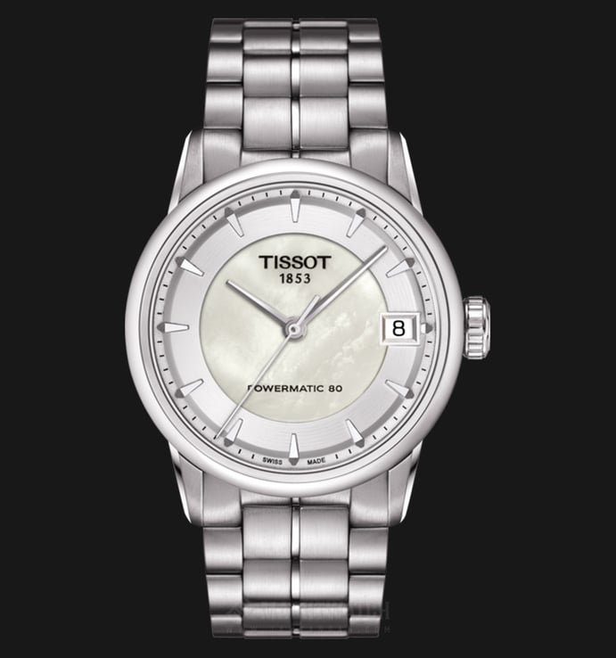 TISSOT Luxury Powermatic80 T086.207.11.111.00 White Mother of Pearl Dial Stainless Steel