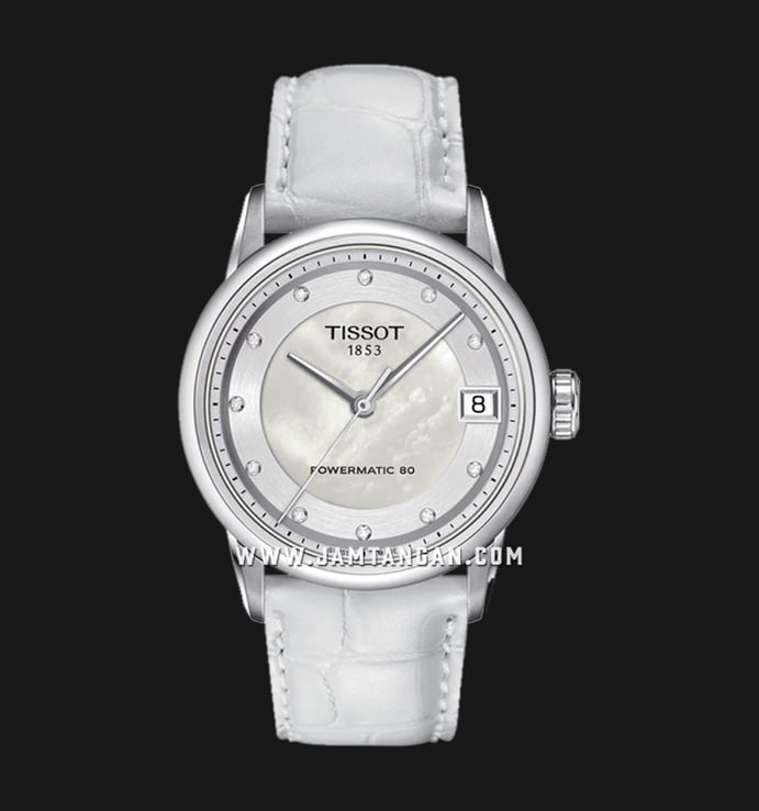 TISSOT Luxury Powermatic80 T086.207.16.116.00 Mother of Pearl Dial White Leather Strap