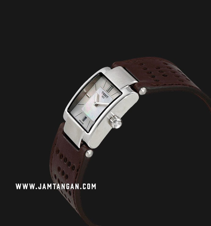 TISSOT T-Trend T02 T090.310.16.111.00 Mother of Pearl Dial Brown Leather Strap