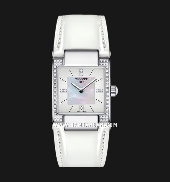 TISSOT T-Lady T090.310.66.116.00 Ladies White Mother of Pearl Dial White Leather Strap