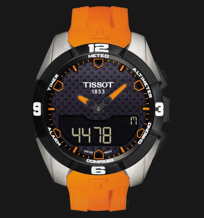 TISSOT T-Touch Expert Solar T091.420.47.051.01 Black Carbon Dial Orange Rubber Strap