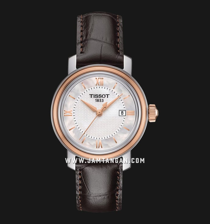 Tissot T-Classic T097.010.26.118.00 Bridgeport Lady White Mother Of Pearl Dial Brown Leather Strap