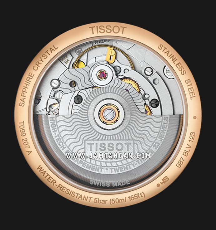 Tissot T-Classic T099.207.36.118.00 Chemin Des Tourelles Powermatic 80 MOP Dial White Leather Strap