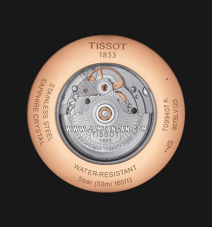 Tissot T-Classic T099.407.36.037.00 Chemin Des Tourelles Powermatic 80 Dark Brown Leather Strap