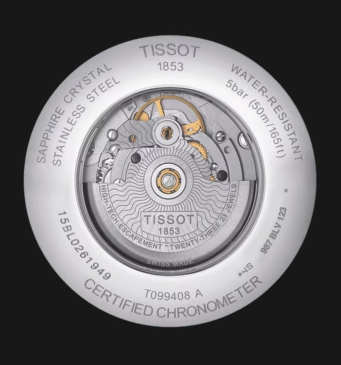 Tissot T-Classic T099.408.11.038.00 Chemin Des Tourelles Powermatic 80 COSC Stainless Steel Strap