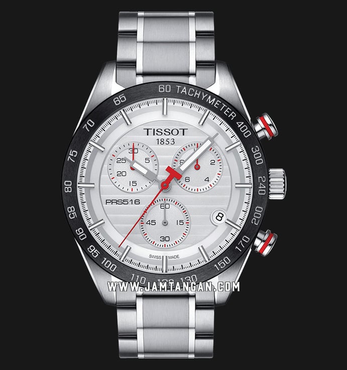 Tissot PRS 516 T100.417.11.031.00 Chronograph Silver Pattern Dial Stainless Steel 