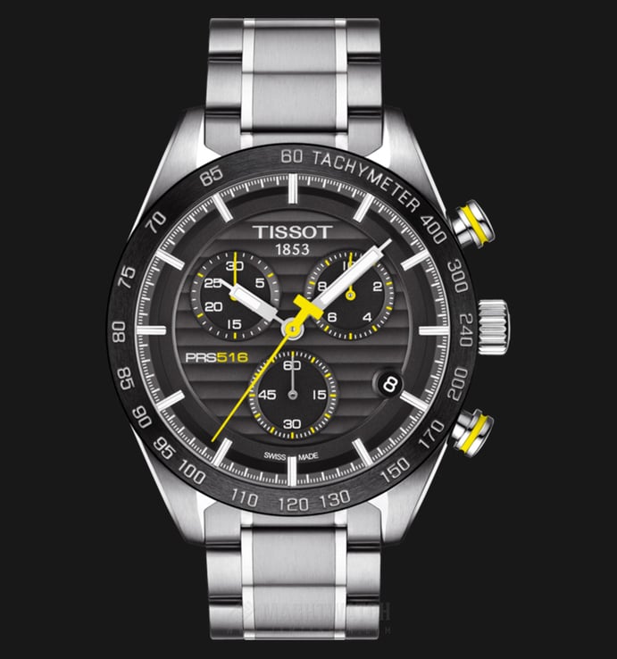Tissot PRS 516 Chronograph T100.417.11.051.00 Black Pattern Dial Stainless Steel