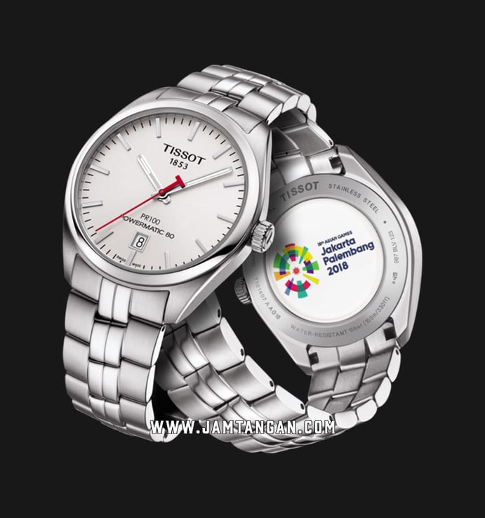 Tissot T-Classic T101.407.11.011.00 PR100 Gent Asian Games 2018 Man White Dial Stainless Steel Strap
