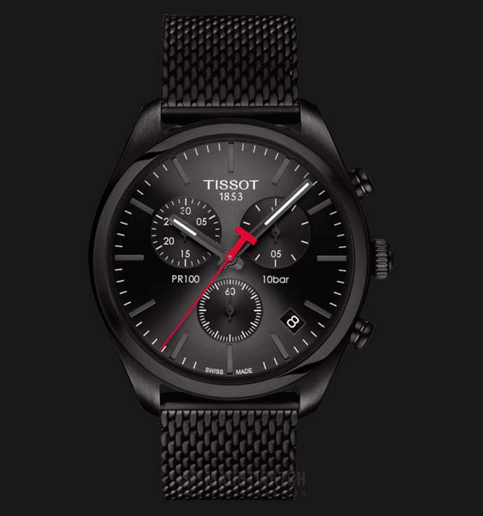 Tissot T-Classic T101.417.33.051.00 PR 100 Chronograph Black Dial Black Mesh Strap