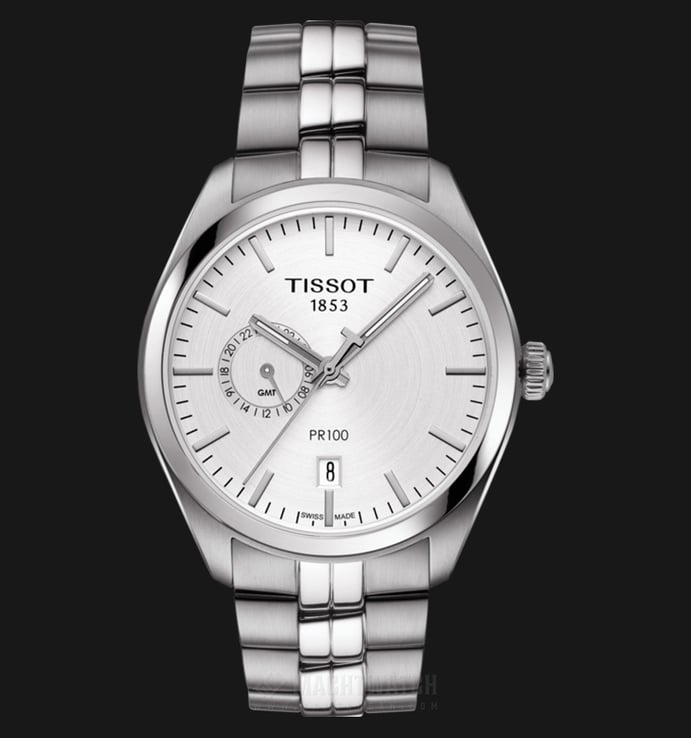 TISSOT PR 100 Dual Time T101.452.11.031.00 Silver Dial Stainless Steel Strap
