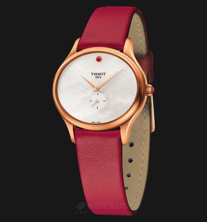 TISSOT Bella Ora T103.310.36.111.01 White Mother of Pearl Dial Red Leather Strap