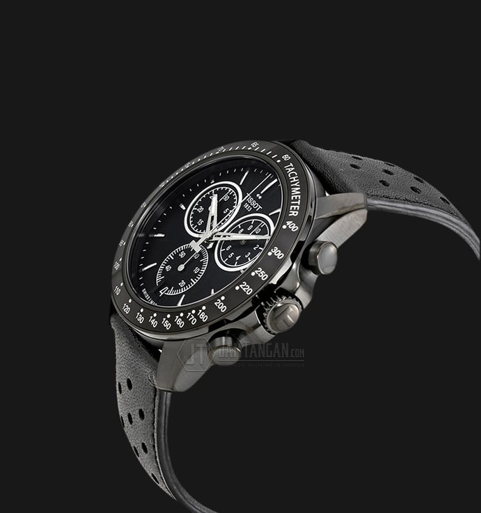 Tissot T-Sport V8 T106.417.36.051.00 Chronograph Gent Black Dial Black Leather Strap