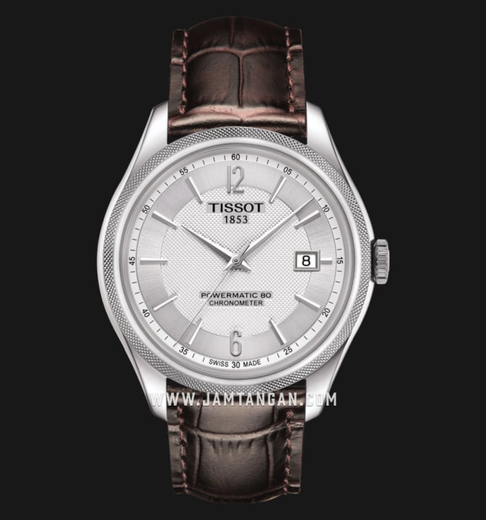TISSOT T-Classic T108.408.16.037.00 Ballade Powermatic 80 COSC Silver Dial Brown Leather Strap