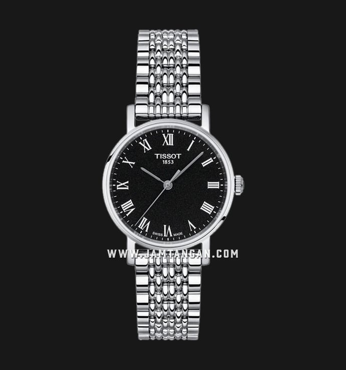 Tissot T109.210.11.053.00 Everytime Small Black Dial Stainless Steel Strap