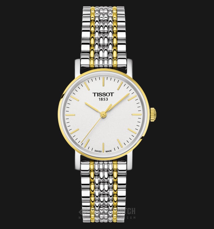 TISSOT T-Classic T109.210.22.031.00 Everytime Small White Dial Dual Tone Staniless Steel Strap