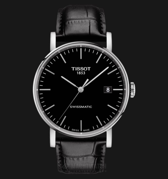 TISSOT T-Classic T109.407.16.051.00 Everytime Swissmatic Black Dial Black Leather Strap