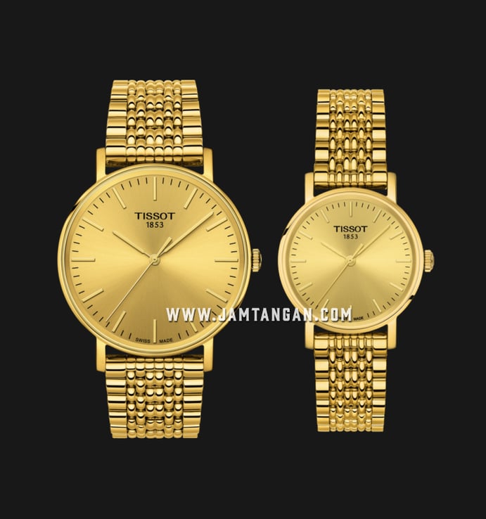 TISSOT T109.410.33.021.00_T109.210.33.021.00 Everytime Couple Gold Stainless Steel Strap