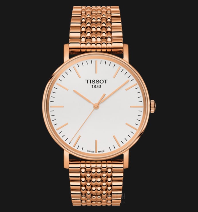 Tissot Everytime Medium T109.410.33.031.00 Silver Dial Rose Gold Stainless Steel Strap