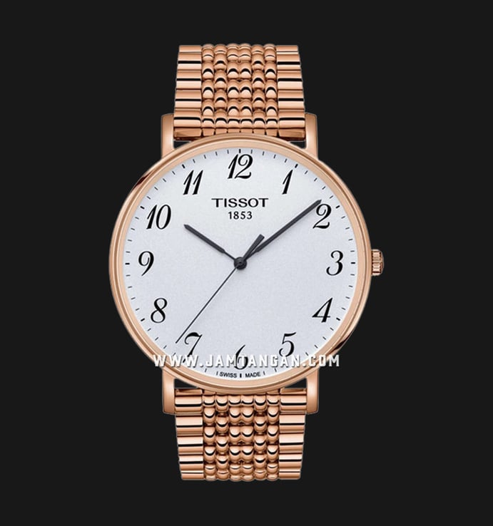TISSOT T-Classic T109.610.33.032.00 Everytime Large Men White Dial Rose Gold Stainless Steel Strap