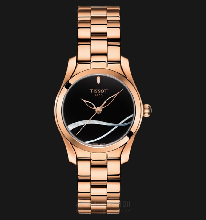TISSOT T-Wave T112.210.33.051.00 Black Dial Rose Gold Stainless Steel