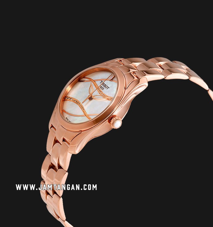 TISSOT T-Wave T112.210.33.111.00 White Mother of Pearl Dial Rose Gold Stainless Steel Strap