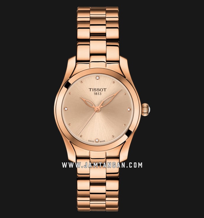 Tissot T112.210.33.456.00 T-Wave Ladies Rose Gold Dial Rose Gold Stainless Steel Strap