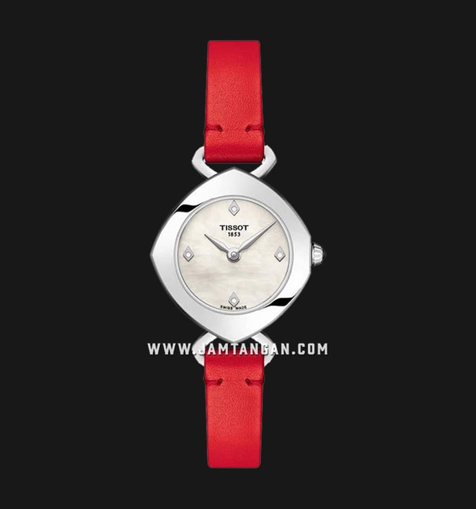 TISSOT Femini-T T113.109.16.116.00 White Mother Of Pearl Dial Red Leather Strap