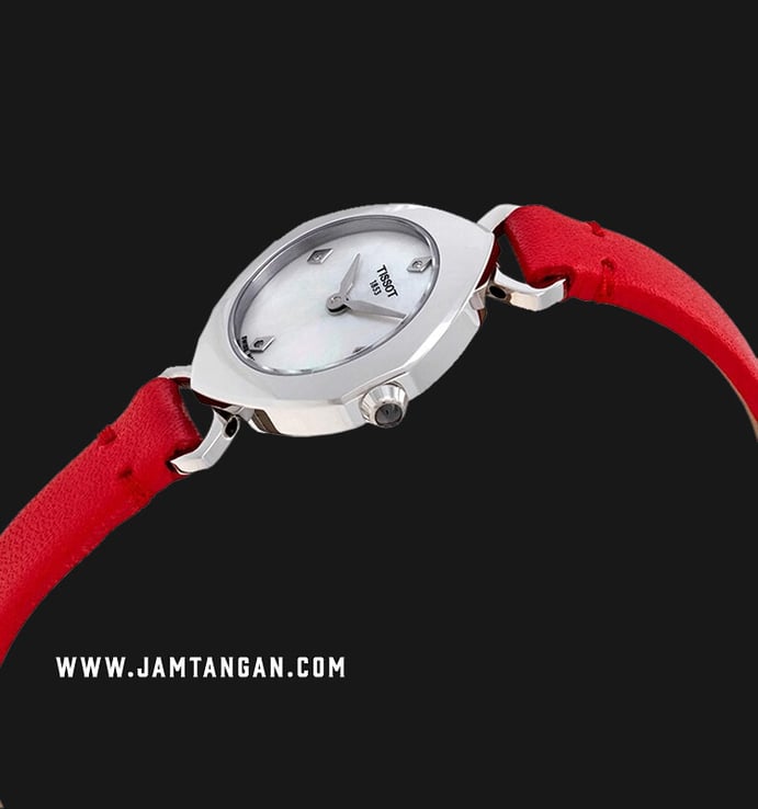 TISSOT Femini-T T113.109.16.116.00 White Mother Of Pearl Dial Red Leather Strap