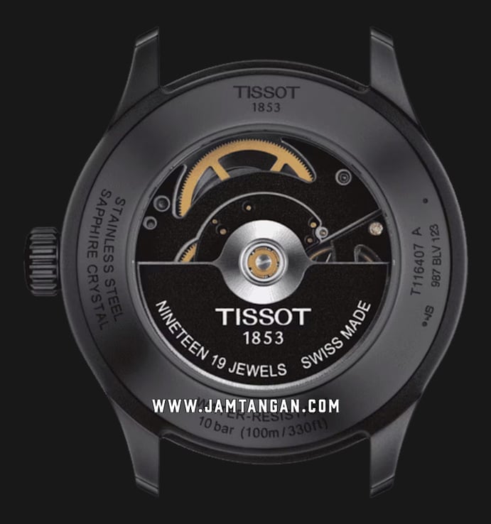 TISSOT T-Sport T116.407.36.051.01 Gent XL Swissmatic Black Dial Brown Leather Strap