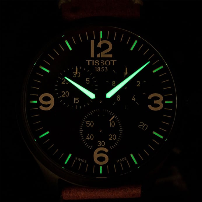 TISSOT T-Sport T116.617.36.052.03 Chrono XL Chronograph Black Dial Brown Leather Strap