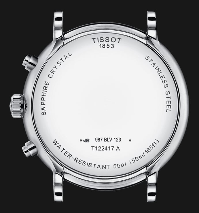 Tissot T-Classic T122.417.16.033.00 Carson Premium Chronograph Silver Dial Black Leather Strap