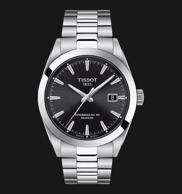 Tissot T-Classic T127.407.11.051.00 Gentleman Powematic 80 Silicium Black Dial Stainless Steel Strap