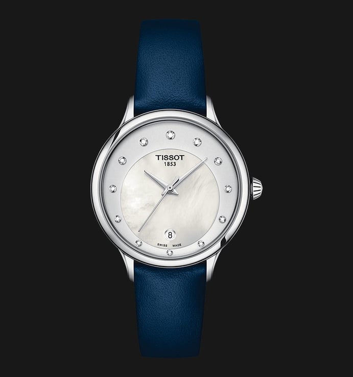 TISSOT T-Lady T133.210.16.116.00 Odaci-T White Mother of Pearl Dial Blue Leather Strap + Extra Strap