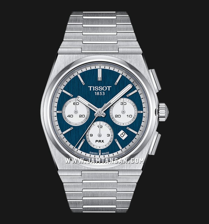 Tissot T-Classic T137.427.11.041.00 PRX Automatic Chronograph Men Blue Dial Stainless Steel Strap