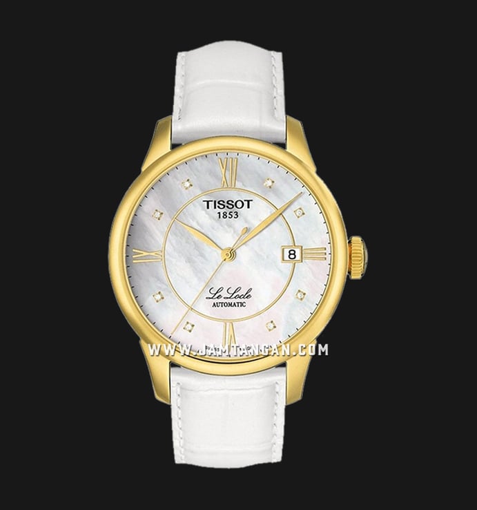 TISSOT Le Locle T41.5.453.86 Automatic White Mother of Pearl Dial White Leather Strap