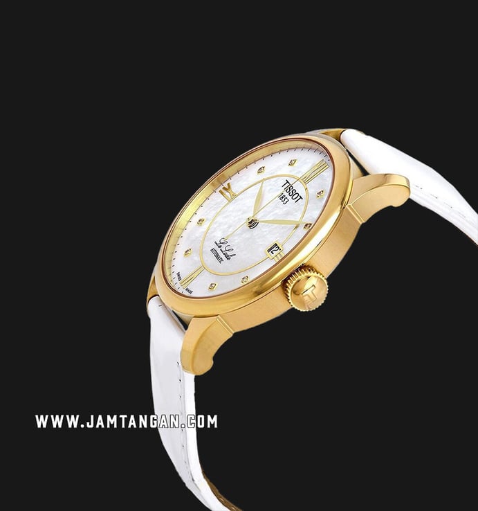 TISSOT Le Locle T41.5.453.86 Automatic White Mother of Pearl Dial White Leather Strap