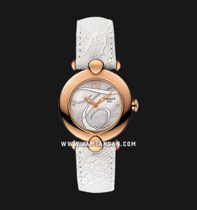 TISSOT Pretty T918.210.76.116.01 Mother Of Pearl Motif Dial White Leather Strap
