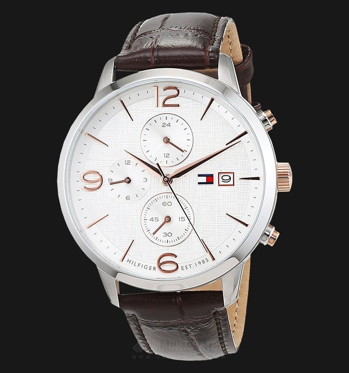 Tommy Hilfiger 1710360 Liam Men Silver Dial Brown Leather Strap