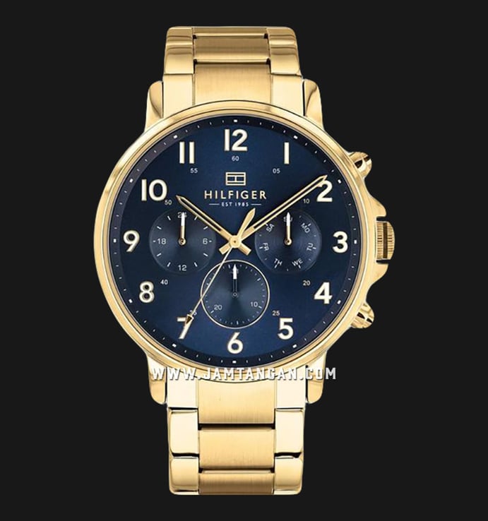 Tommy Hilfiger Daniel 1710384 Blue Dial Gold Stainless Steel Strap