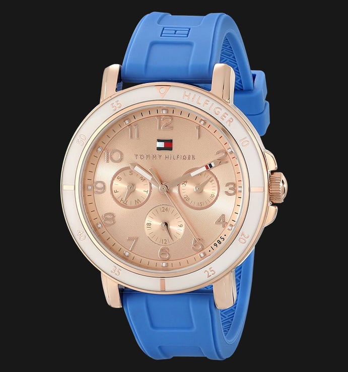 Tommy Hilfiger 1781512 Gold-Tone Sport Watch with Blue Silicone Band