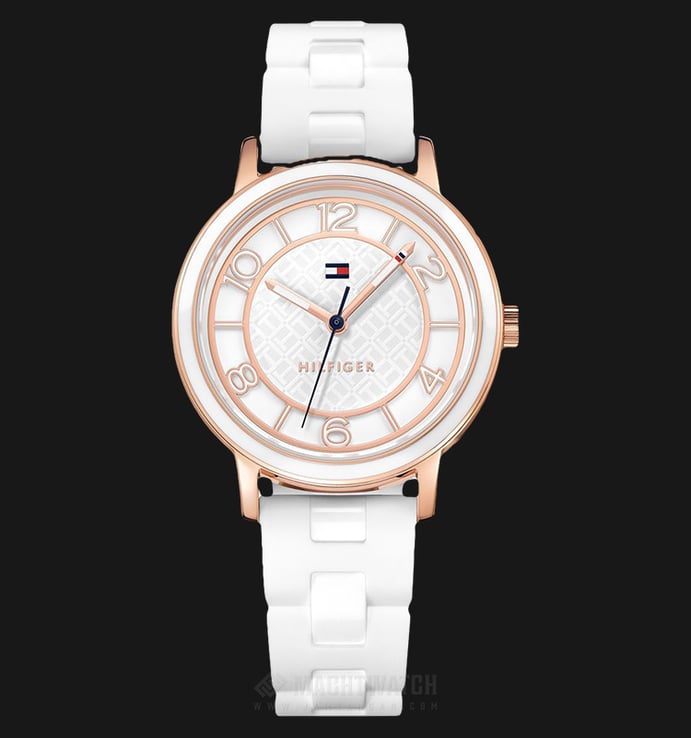 Tommy Hilfiger 1781670 Ladies White Dial White Silicone Strap