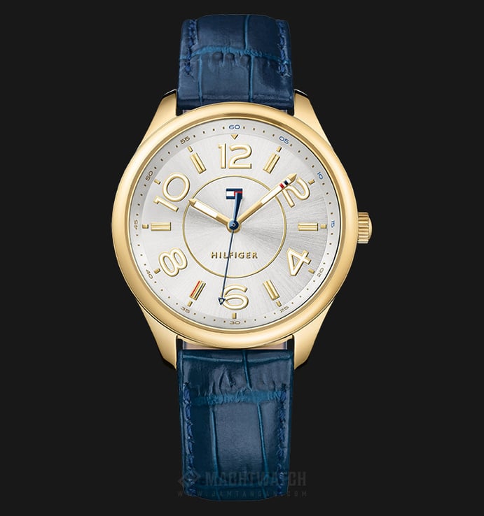 Tommy Hilfiger 1781675 Ladies White Dial Blue Leather Strap