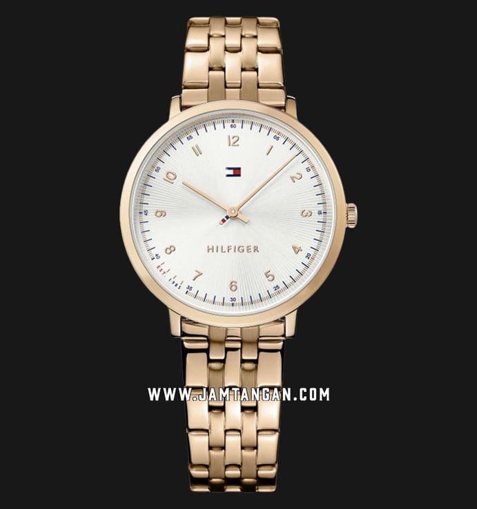 Tommy Hilfiger Ultra Slim 1781760 Ladies Silver Dial Rose Gold Stainless Steel Strap