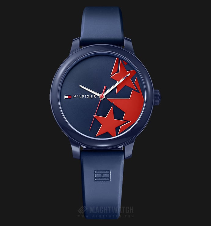 Tommy Hilfiger Ashley 1781795 Ladies Blue Red Dial Blue Rubber Strap